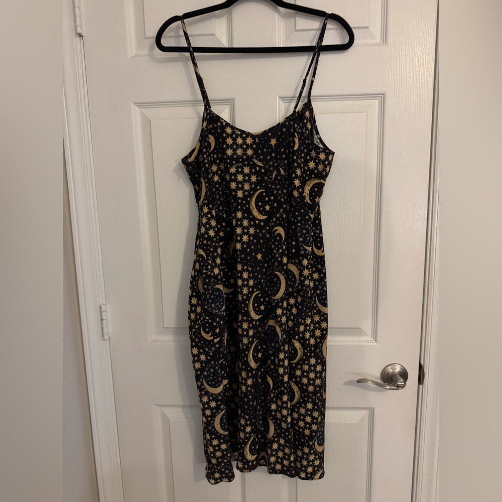 🌙Selkie Moon Quilt Vintage Slip Silk Midi Sample Dress🌙 - Picture 4 of 6